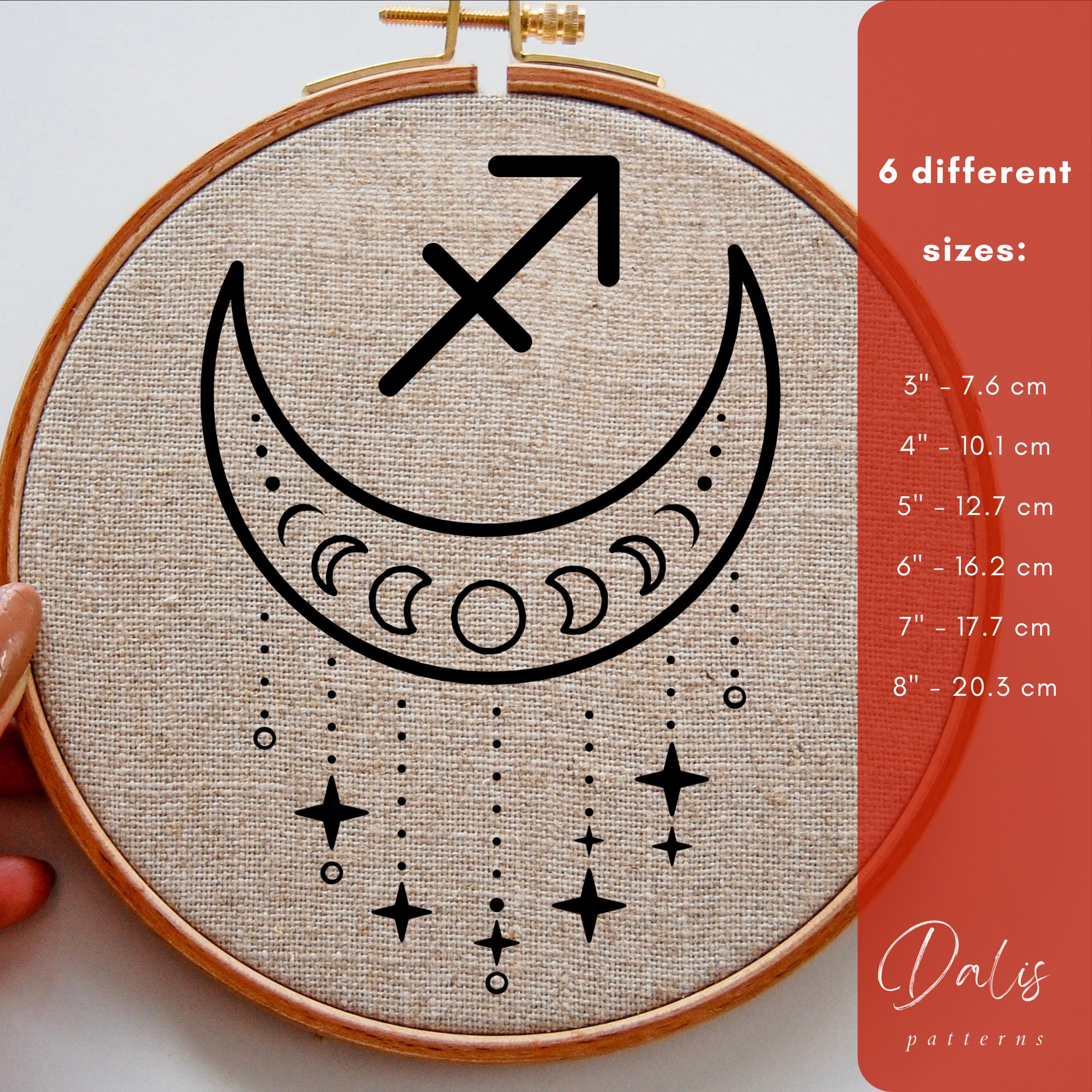 Zodiac Signs Embroidery Pattern Bundle, Astrology Symbols Hand ...