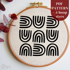 Modern Hand Embroidery PDF Pattern File with Abstract Design, Contemporary DIY Hoop Art Design for Needlepoint Beginners, Instant Download
