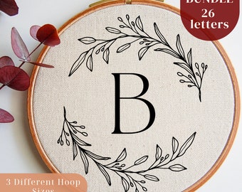 Alphabet Letters Hand Embroidery Pattern Bundle, Digital Download PDF Needlework Patterns for Beginners, DIY Monogram Embroidery Designs
