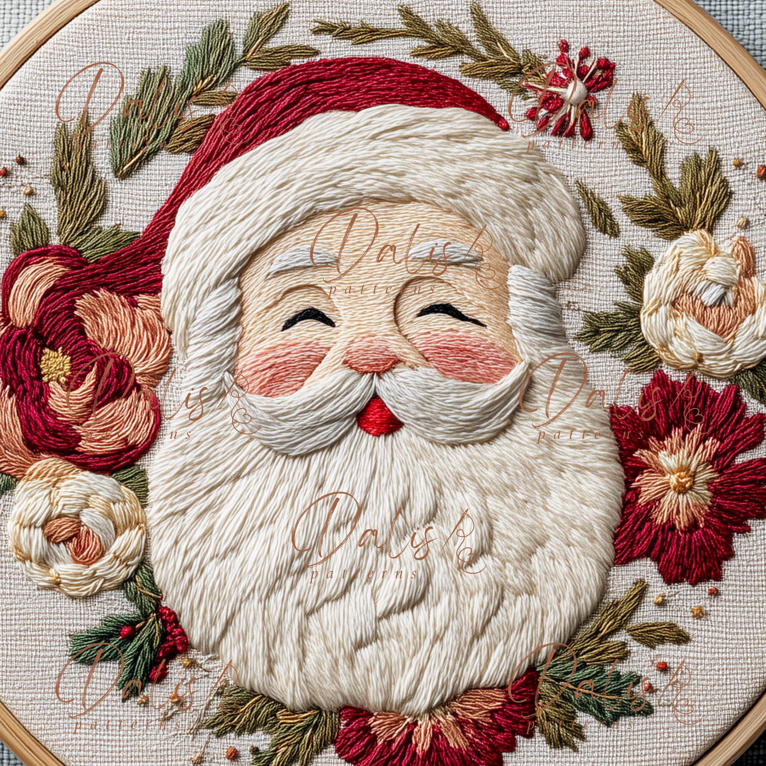 Santa Claus Hand Embroidery Design, Christmas Embroidery Pattern ...