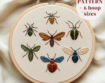 Insects Hand Embroidery PDF Pattern, Bugs Collection Embroidery Design, Beginners Stitching Template, DIY Embroidery Craft, Digital Download