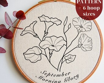 Patrón de bordado a mano en PDF: flor del mes de nacimiento de septiembre, diseño de bordado con aguja para principiantes en el arte del aro, descarga instantánea