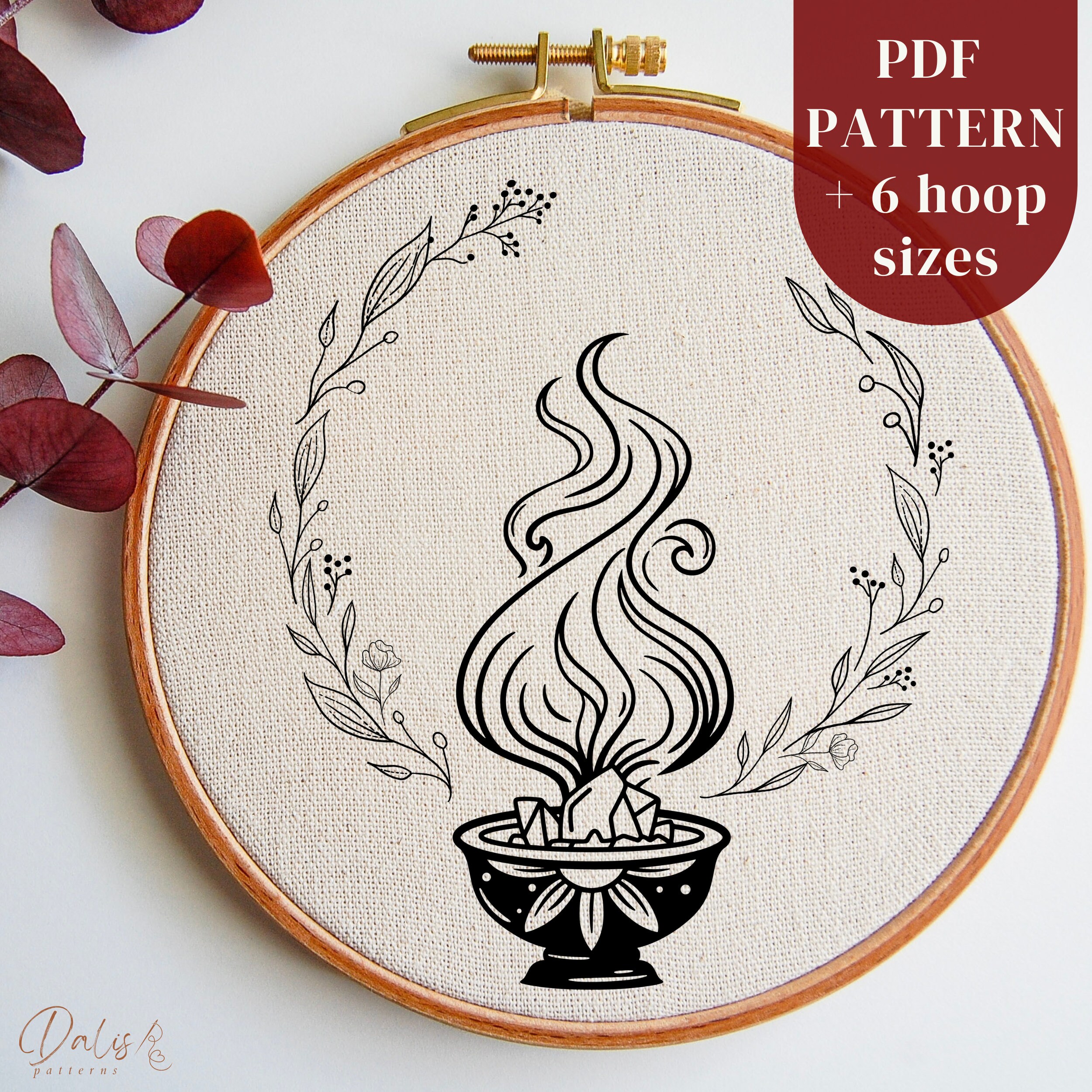 Witchy Hand Embroidery Pattern, Wiccan Embroidery Design, DIY ...