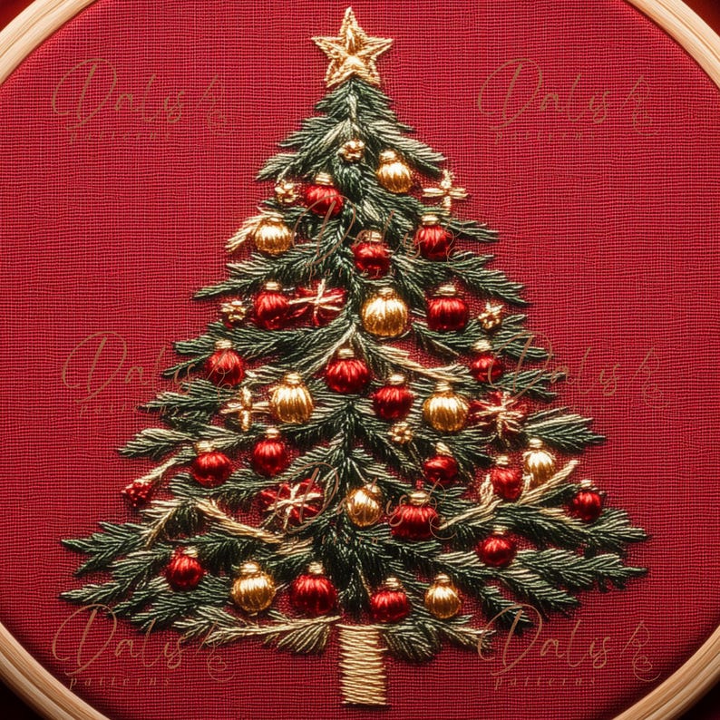 Christmas Tree Hand Embroidery Design, Christmas Embroidery PDF Pattern ...