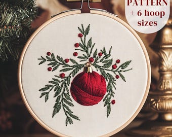 Christmas Ornament Embroidery Design, Winter Hand Embroidery Pattern, Christmas Stitching Template, Holiday Season Craft, Digital Download