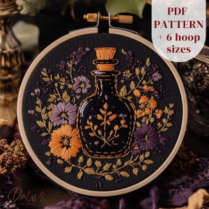 Magic Potion Hand Embroidery Design, Witchy Embroidery PDF Pattern, Witchcraft Stitching Pattern, DIY Embroidery Template, Digital Download