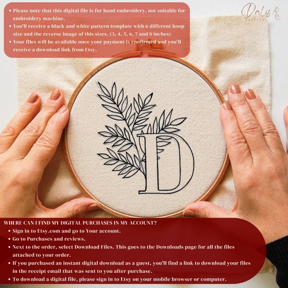 Custom Wedding Embroidery PDF Pattern File, Letters With Flower