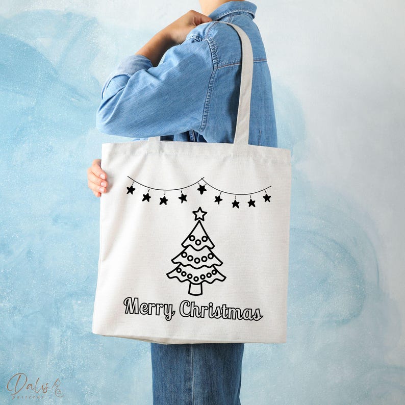 Merry Christmas Embroidery PDF Pattern, Christmas Tree Hand Embroidery
