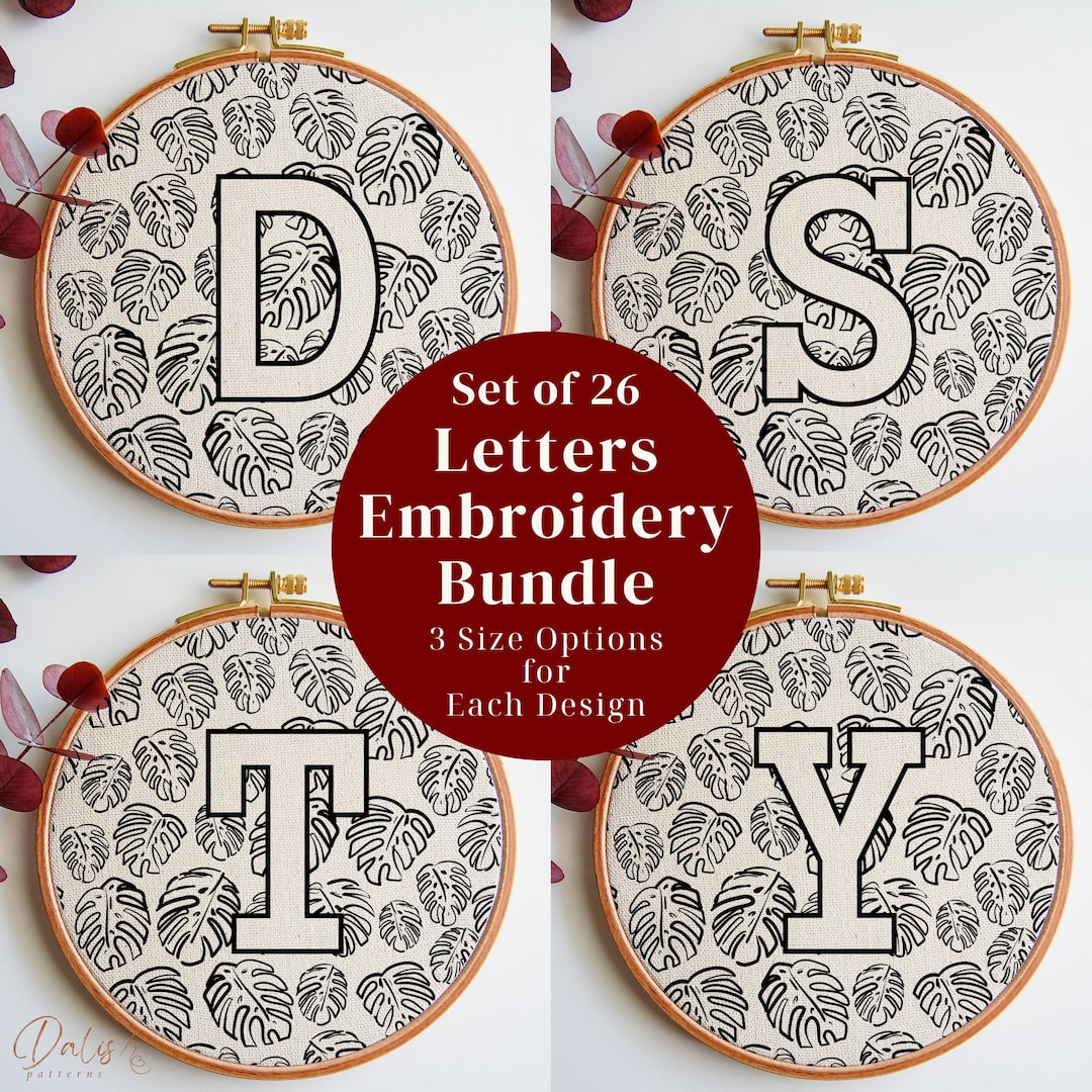Alphabet Hand Embroidery Pattern Bundle, Letters Embroidery PDF Design ...