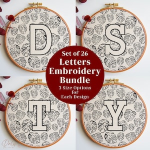 Alphabet Hand Embroidery Pattern Bundle, Letters Embroidery PDF Design Pack, Alphabet Stitching Pattern Collection, Monogram Embroidery DIY