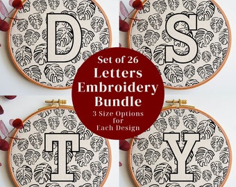 Alphabet Hand Embroidery Pattern Bundle, Letters Embroidery PDF Design Pack, Alphabet Stitching Pattern Collection, Monogram Embroidery DIY