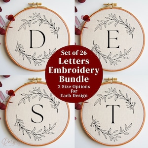 Alphabet Letters Embroidery Design Bundle, Monogram Hand Embroidery Pattern, Initial Embroidery PDF Templates, Nursery Embroidery Printables