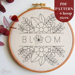 Quote Hand Embroidery PDF Pattern, Flowers Embroidery Design, Motivational Embroidery Template, Modern Stitching Template, Digital Download