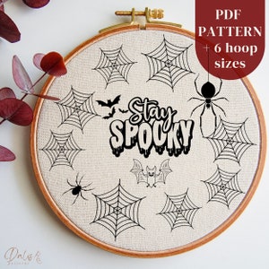 Spooky Hand Embroidery Pattern, Halloween Embroidery PDF Design, Gothic Spider Web Stitching Template, DIY Embroidery Art, Digital Download