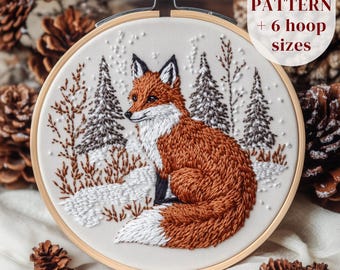Fox Embroidery Pattern Pdf Pattern Printable Woodland Etsy