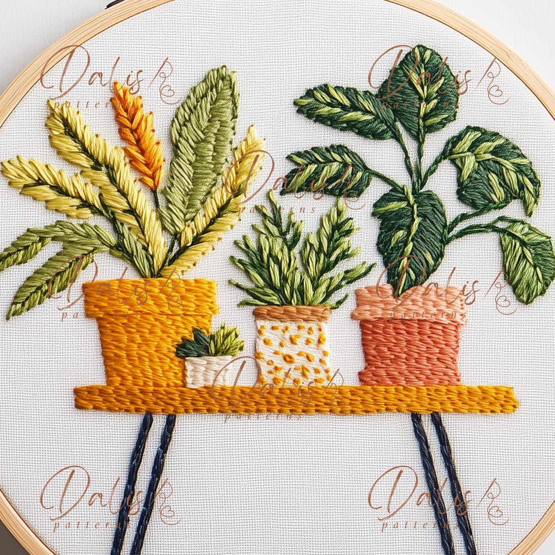 House Plants Hand Embroidery Design, Potted Plants Embroidery Plant ...