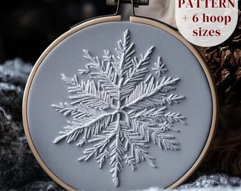 Snowflake Hand Embroidery Pattern, Winter Embroidery PDF Design, Christmas Embroidery Art, Beginners Stitching Pattern, DIY Christmas Craft