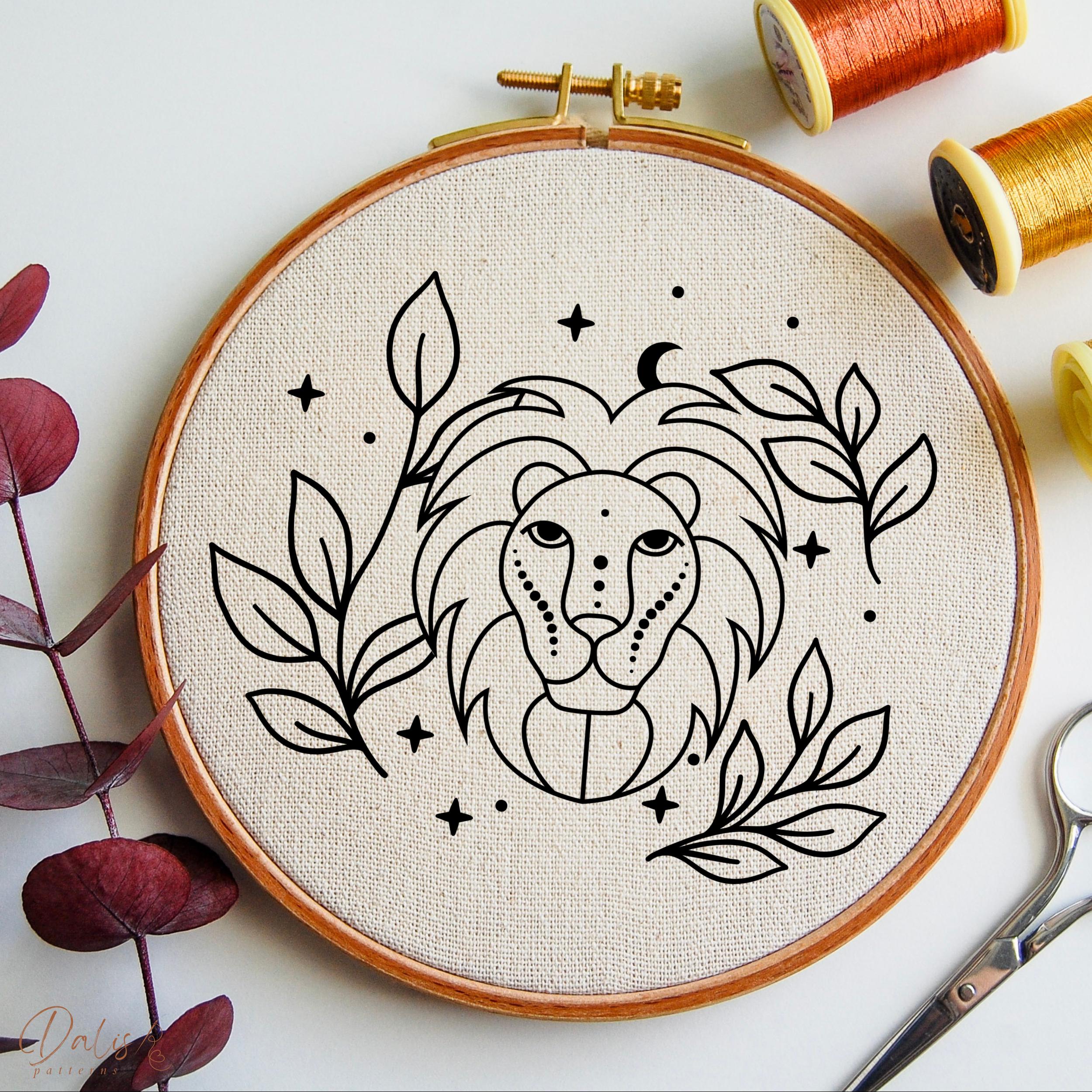 Leo Zodiac Sign Embroidery PDF Pattern, Astrology Leo Symbol DIY ...