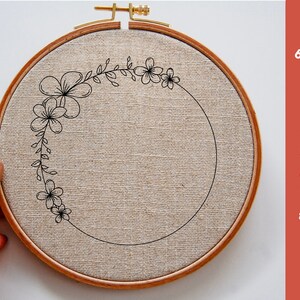 Floral Wreath Hand Embroidery PDF Pattern File, Botanical Digital ...