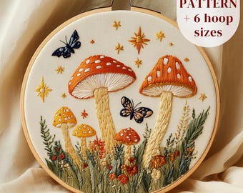 きのこの刺繍パターン：気まぐれな森のデザイン（PDFパターン） - Etsy