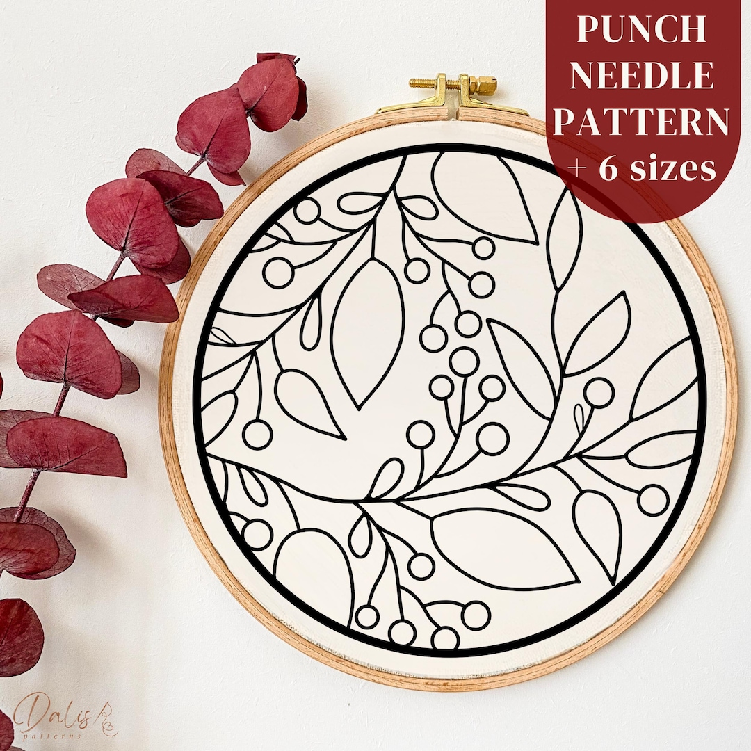 Christmas Berries Punch Needle Pattern, Mug Rug Coaster Punch Needle ...