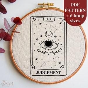 Tarot Card Hand Embroidery Pattern, Witchy Embroidery PDF Design, Wiccan Hand Stitching Pattern, DIY Embroidery Hoop Art, Digital Download