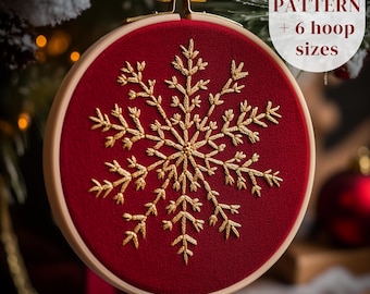 Snowflake Hand Embroidery Design, Christmas Embroidery Pattern, Holiday Season Embroidery PDF Printable, DIY Winter Hand Embroidery Craft
