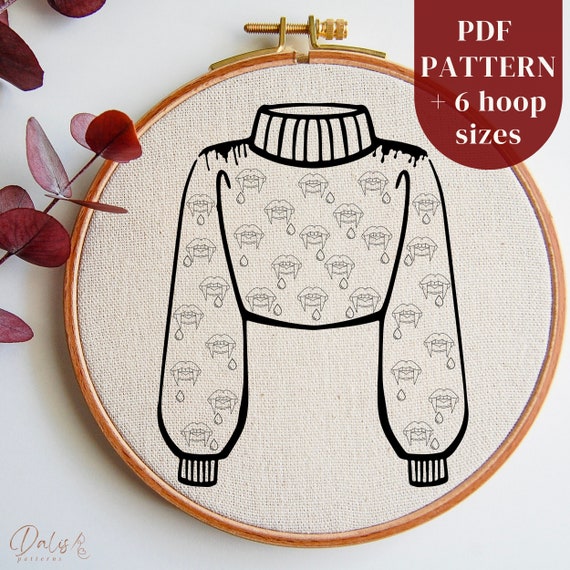 Line art embroidery turtleneck sweater sale