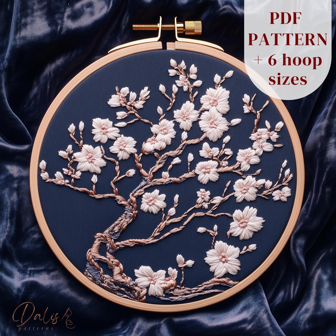 Sakura Tree Embroidery Pattern, Cherry Blossoms Embroidery Design ...