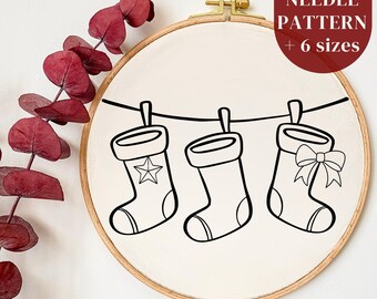 Punch Needle Embroidery Pattern for Christmas Holiday Wreath - Instant ...