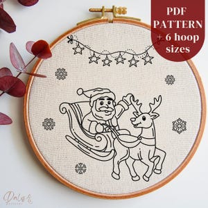 Santa Claus Embroidery PDF Pattern, Christmas Hand Embroidery Design, Winter Stitching Template, DIY Embroidery Hoop Art, Digital download