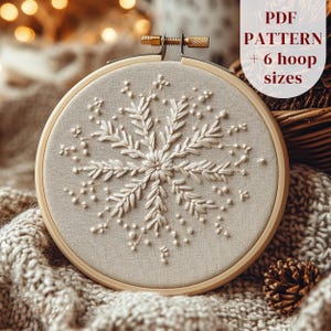 Snowflake Hand Embroidery Design, Winter Embroidery Pattern, Christmas Embroidery Art, Snowflake Stitching PDF Pattern, DIY Winter Craft
