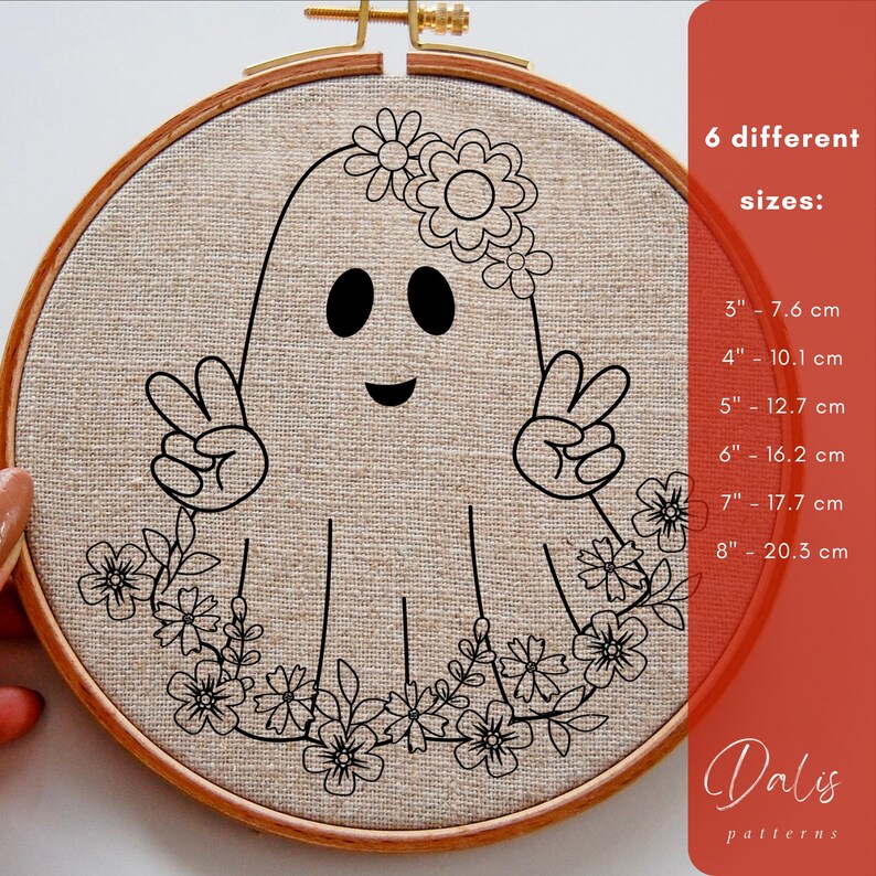 Ghost Stitching Pattern Cute Ghost Hand Embroidery Design, Spooky Season Embroidery Pattern ...