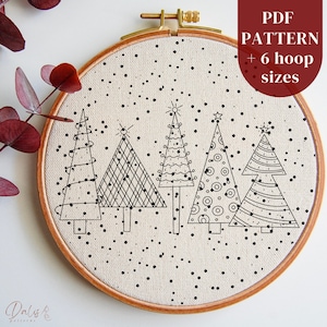 Christmas Tree Hand Embroidery Design, Winter Embroidery Pattern, New Year Tree Embroidery Template, Holiday Season Craft, Digital Download