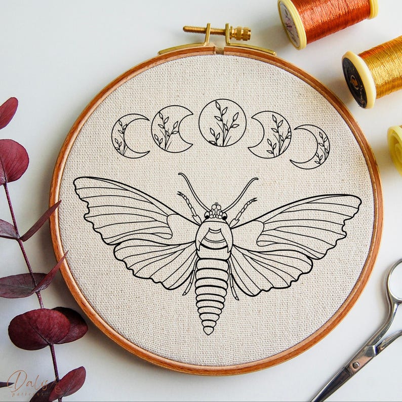 Insect Embroidery Pattern Printable Template, Celestial Bug Embroidery ...