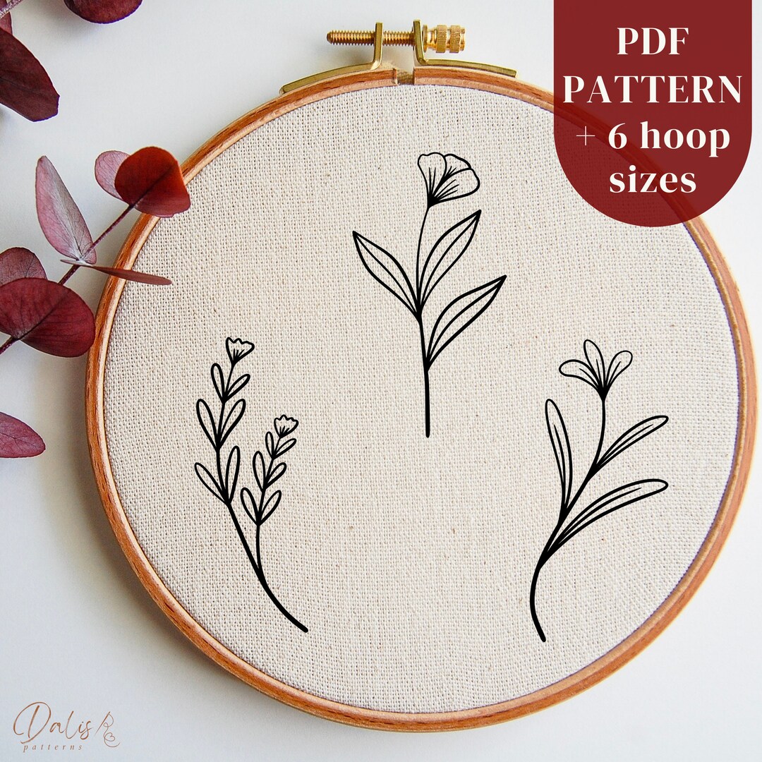 Minimal Wildflowers DIY Hand Embroidery PDF Pattern for Beginners ...