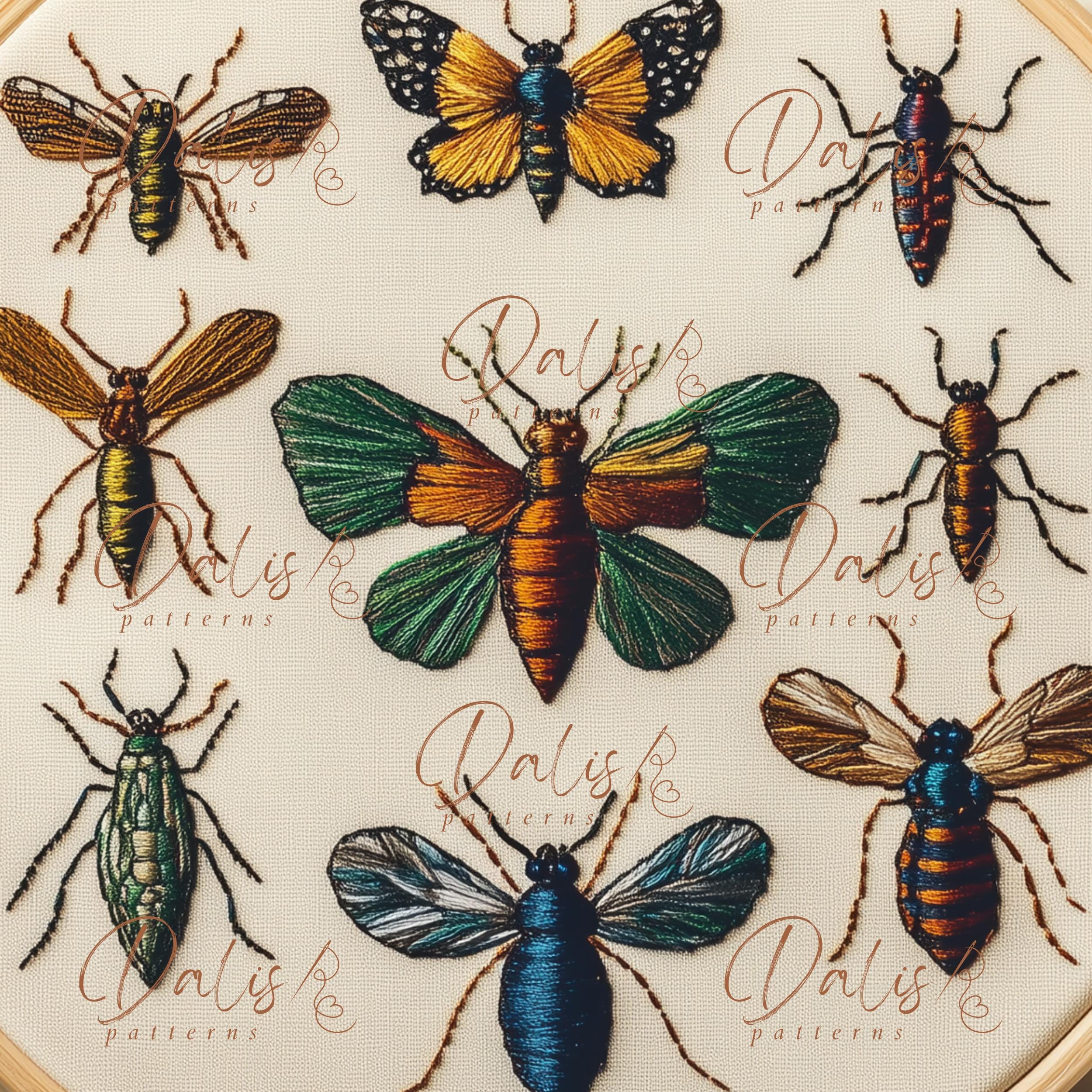 Insects Hand Embroidery Design, Bugs Collection Embroidery PDF Pattern ...