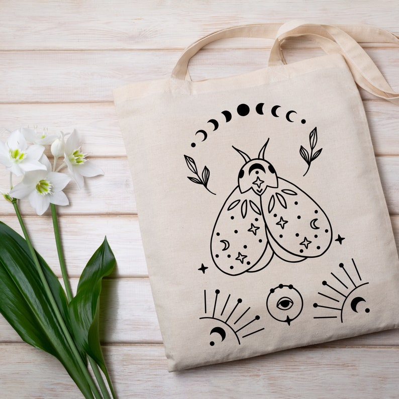 Printable Moth Embroidery Pattern Template Bundle, Wiccan Insect ...