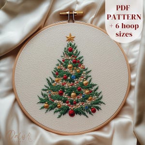 Christmas Tree Hand Embroidery Design, Christmas Embroidery Pattern, Winter Embroidery Template, Digital Embroidery PDF, DIY Christmas Craft