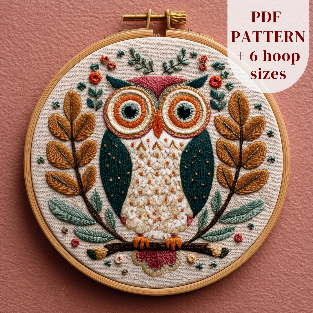 Forest Owl Embroidery Pattern PDF, Whimsical Woodland Bird Hoop Art ...