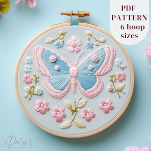 Luna Moth Hand Embroidery Design, Cute Nursery Embroidery Pattern, Celestial Embroidery Template, Handmade Nursery Decor, Digital PDF File