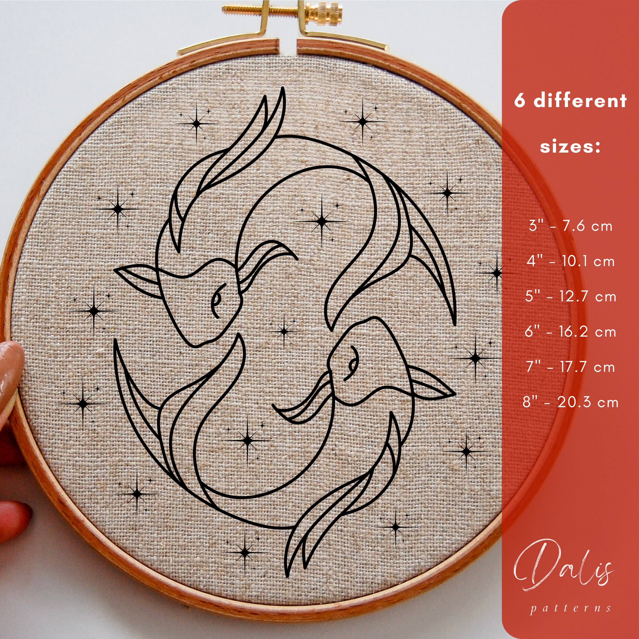 Pisces Pdf Pisces Zodiac Sign Hand Embroidery PDF Pattern File for Beginners ...