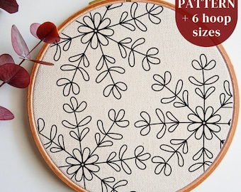 Snowflake Embroidery PDF Pattern, Christmas Hand Embroidery Template, Beginners Stitching Design, Christmas Craft Decor, Digital Download