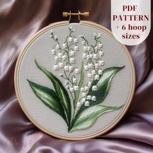 Lily of the Valley Embroidery Pattern, May Birth Flower Embroidery Design, Floral Hand Embroidery PDF Printable, DIY Embroidery Craft Gift