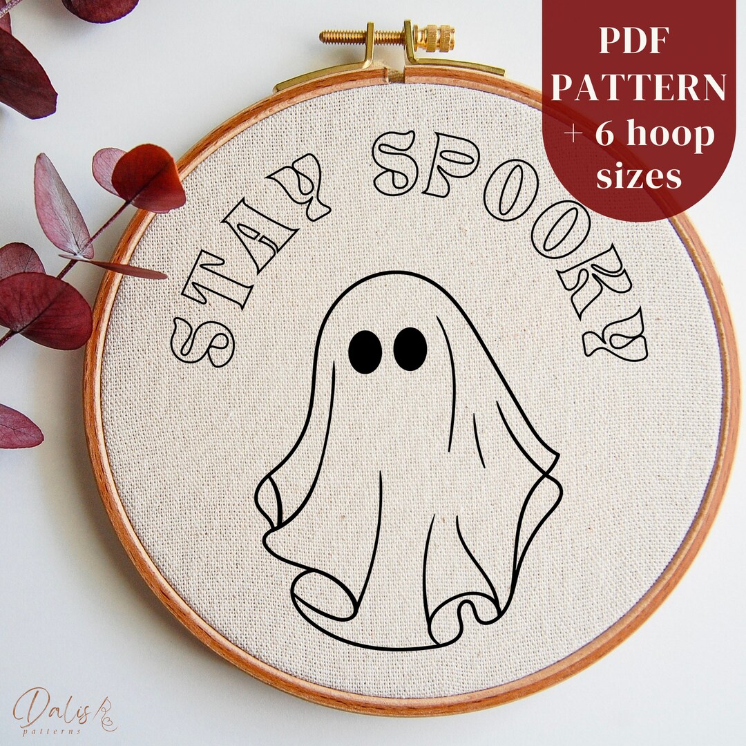 Ghost Stitching Pattern Ghost Hand Embroidery Pattern, Halloween Embroidery Design, Spooky ...