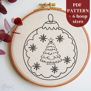 Weihnachtskugel PDF Stickmuster Vorlage, Winter Stickrahmen Art Design, Weihnachtszeit Handstich Design, Weihnachtsverzierung