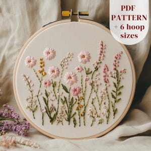 桜の木の手刺繍デザイン、桜の刺繍パターン、春のDIY刺繍アート（印刷