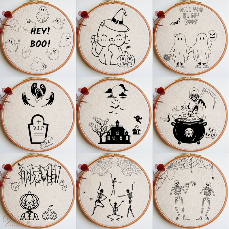Broderimönster i PDF-format Hela butikspaketet: Himmelska, Häxiga, Kvinnor, Astrologi, Alla hjärtans dag, Jul, Halloween, Djur, Botaniska mönster bild 9