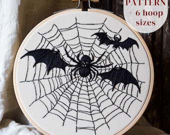 蜘蛛の巣刺繍パターン：ハロウィーン DIY 手刺繍 (PDF) - Etsy 日本