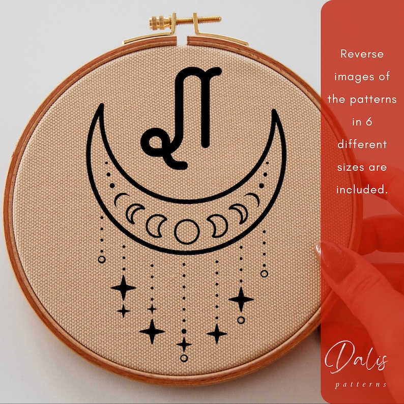 Zodiac Signs Embroidery Pattern Bundle, Astrology Symbols Hand ...